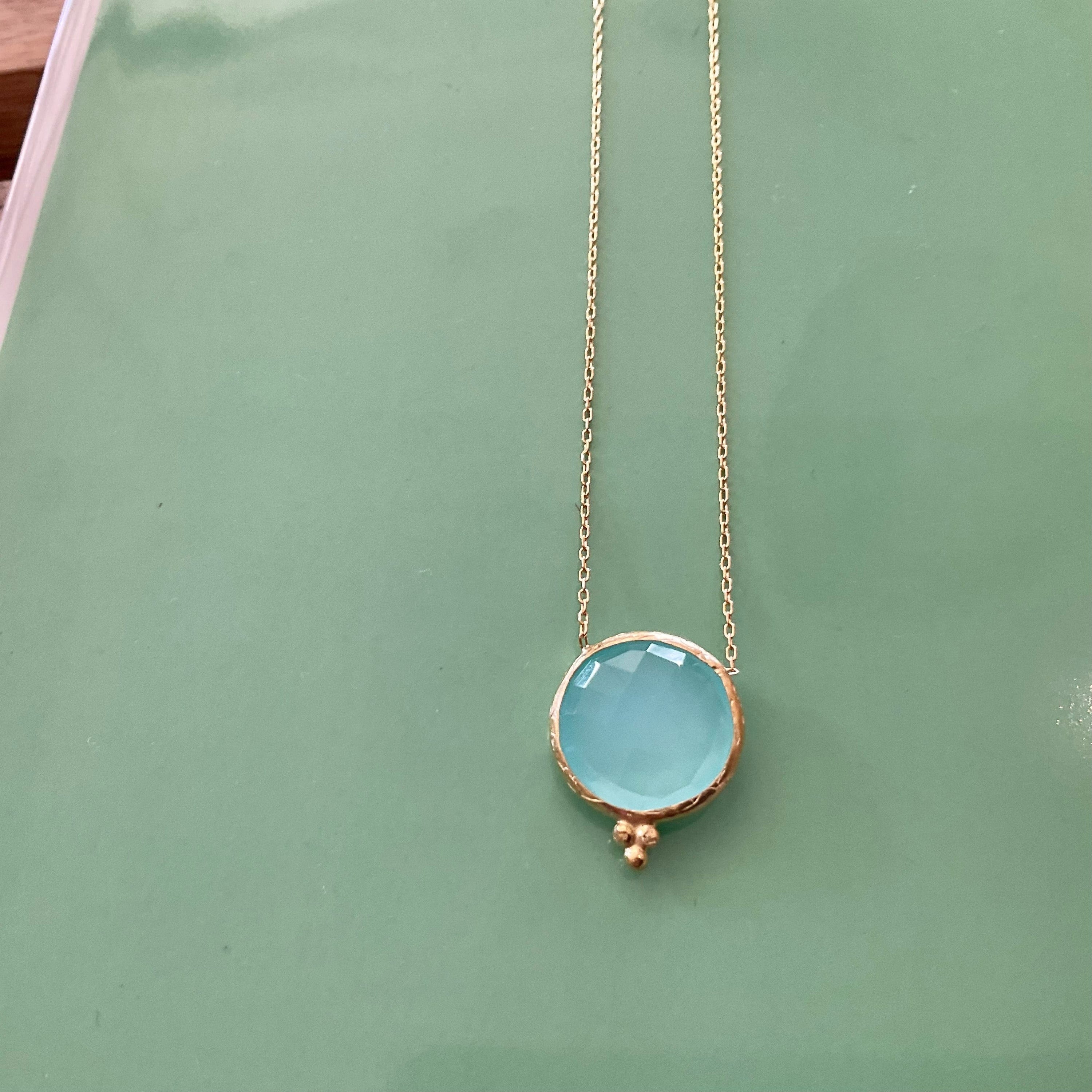 Gemstone  Necklace Blue chalcedony LittleLintons