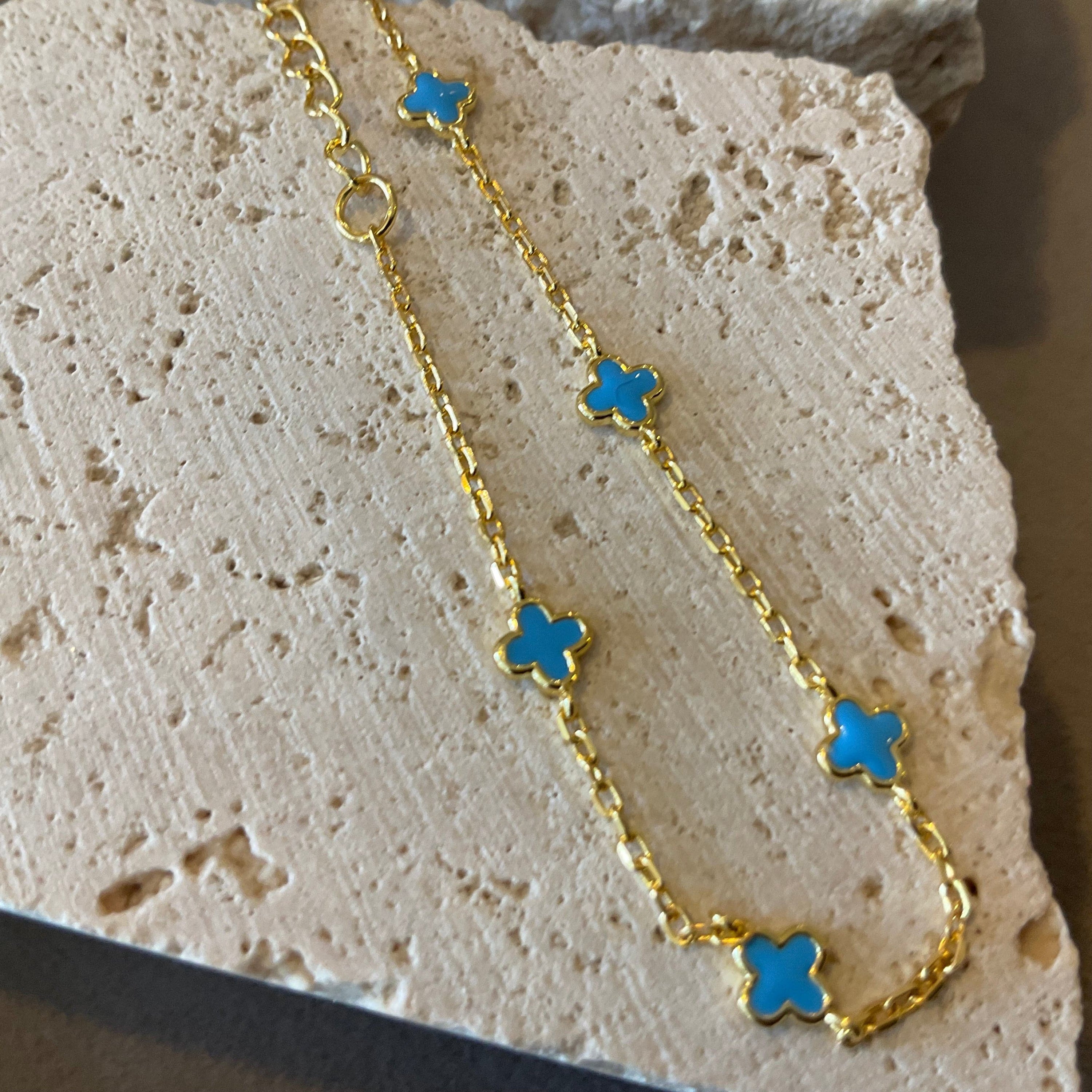 Mini Clover bracelet Aqua LittleLintons