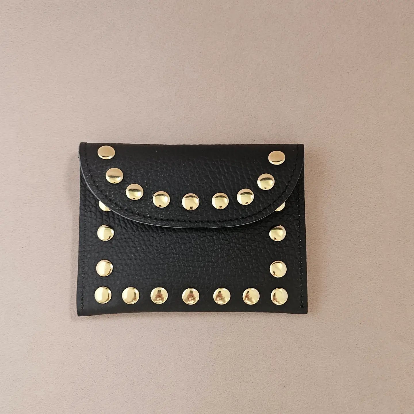 Stud leather card holder Black LittleLintons