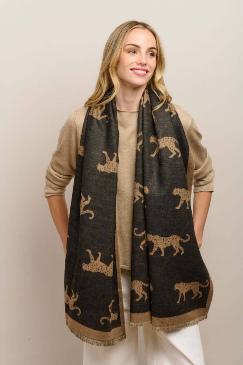 Tiger tree Untamed scarf Black LittleLintons