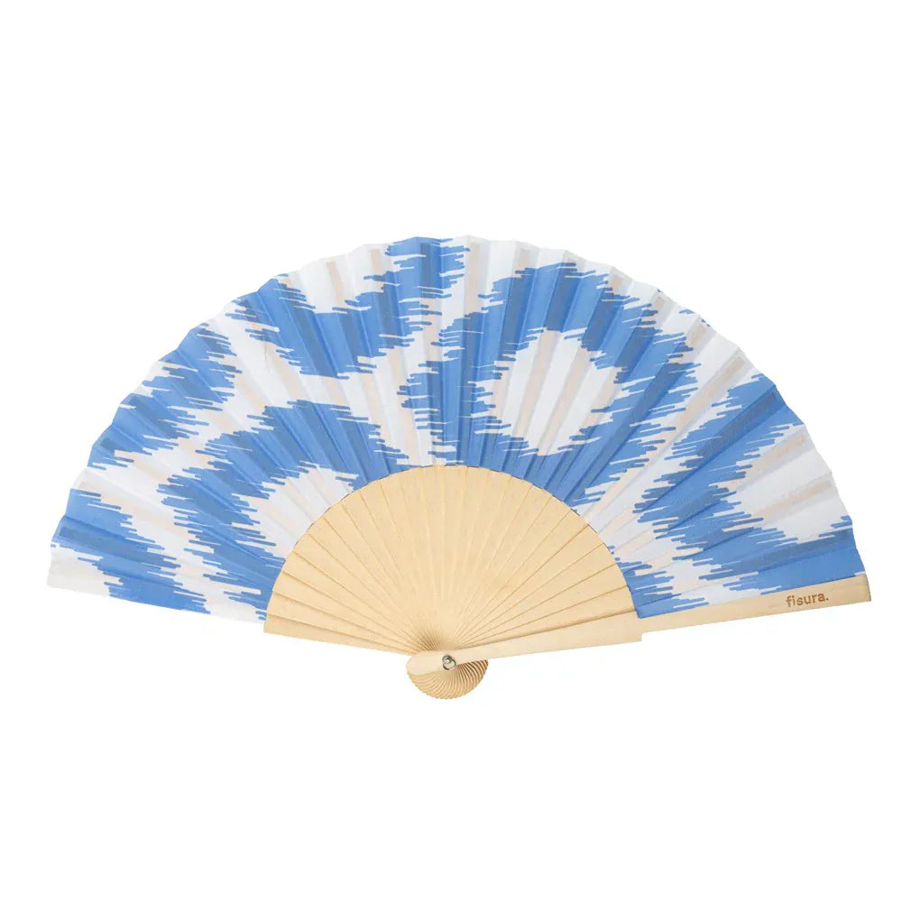 Hand fan Blue print French bazaar