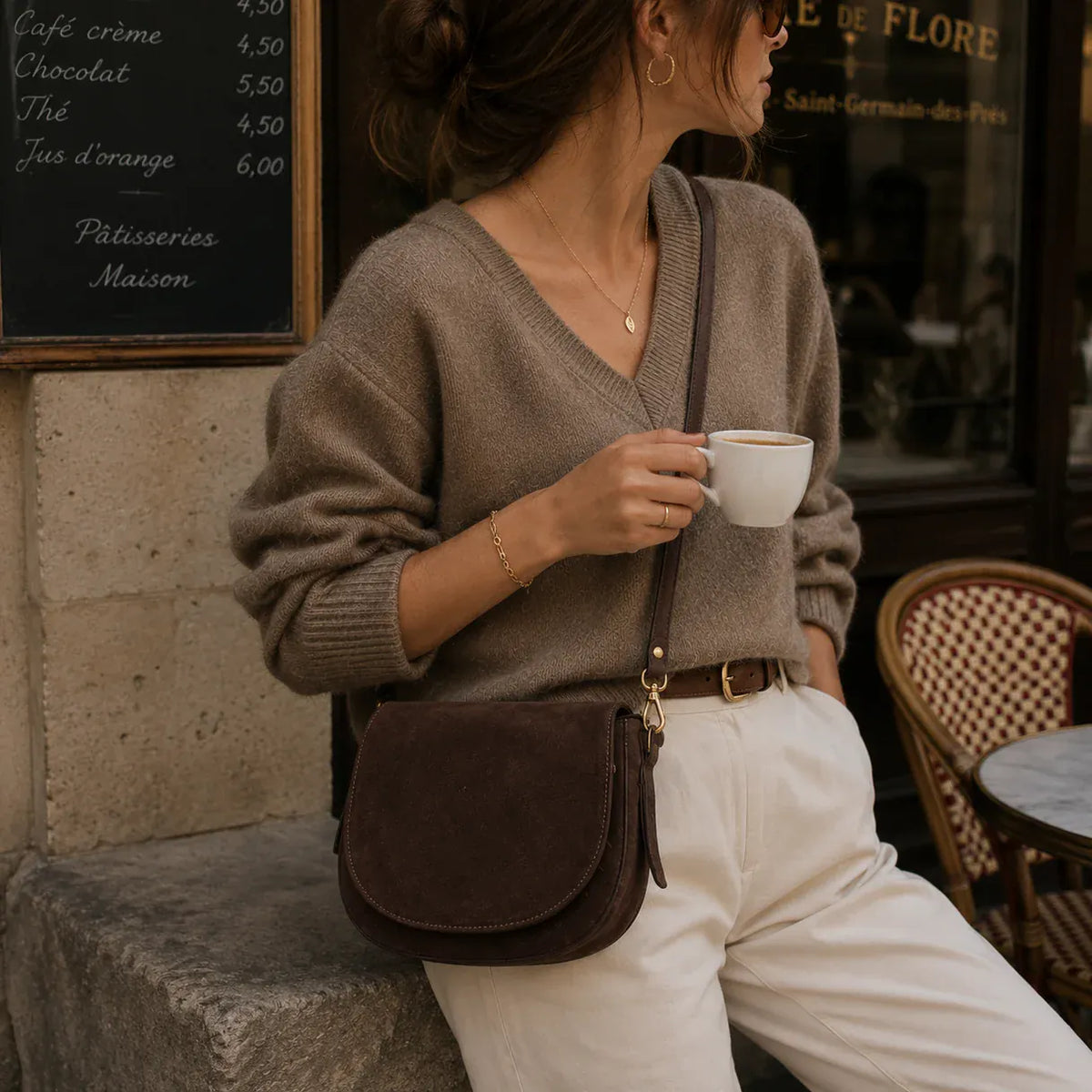 Maison Gabrielle suede bag Brown LittleLintons