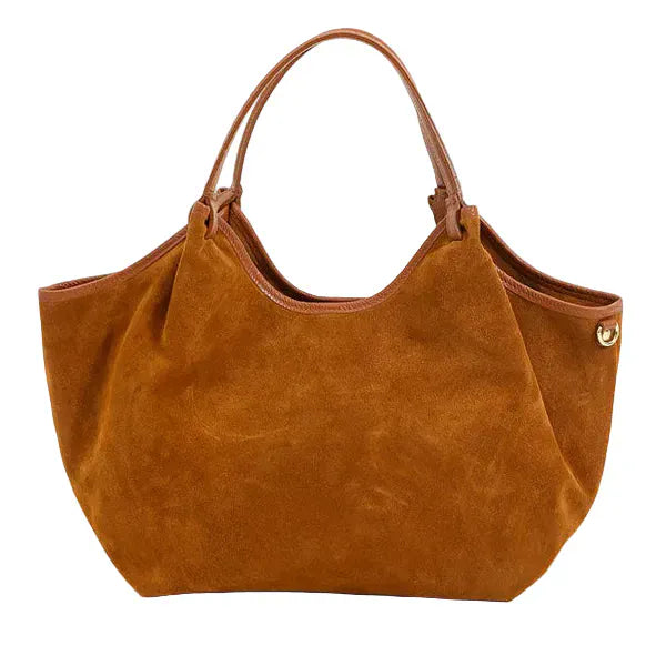 Maison Fanli large suede bag Camel LittleLintons