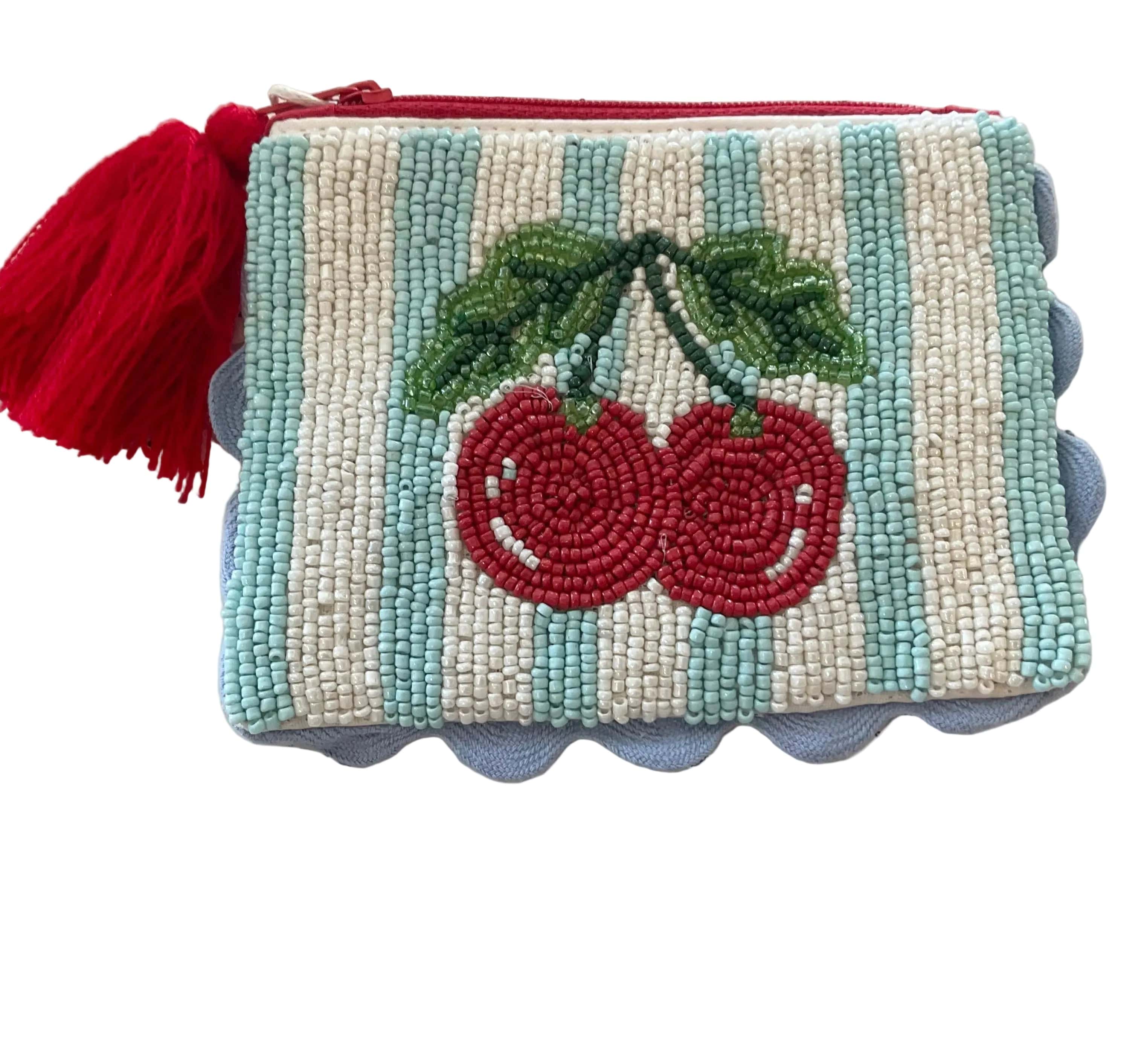 Embroidered bead pouch Cherry LittleLintons