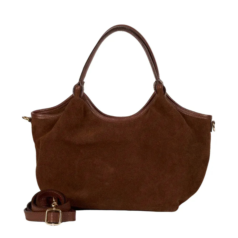 Maison Fanli small suede bag Chocolate LittleLintons