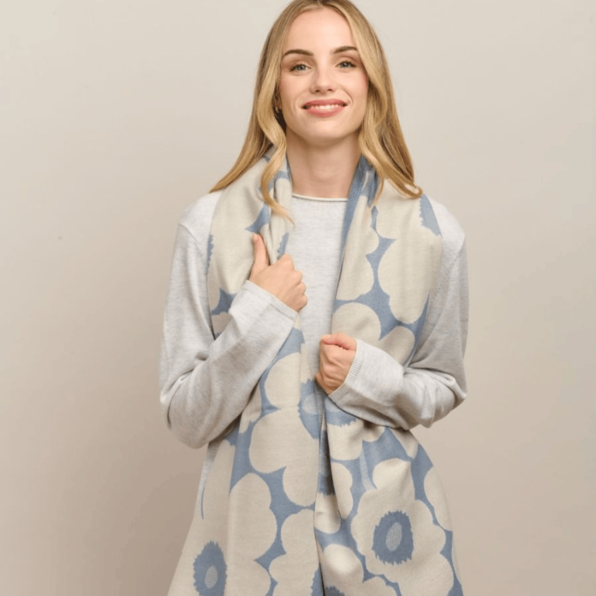 Tiger tree Tall poppy scarf Denim LittleLintons