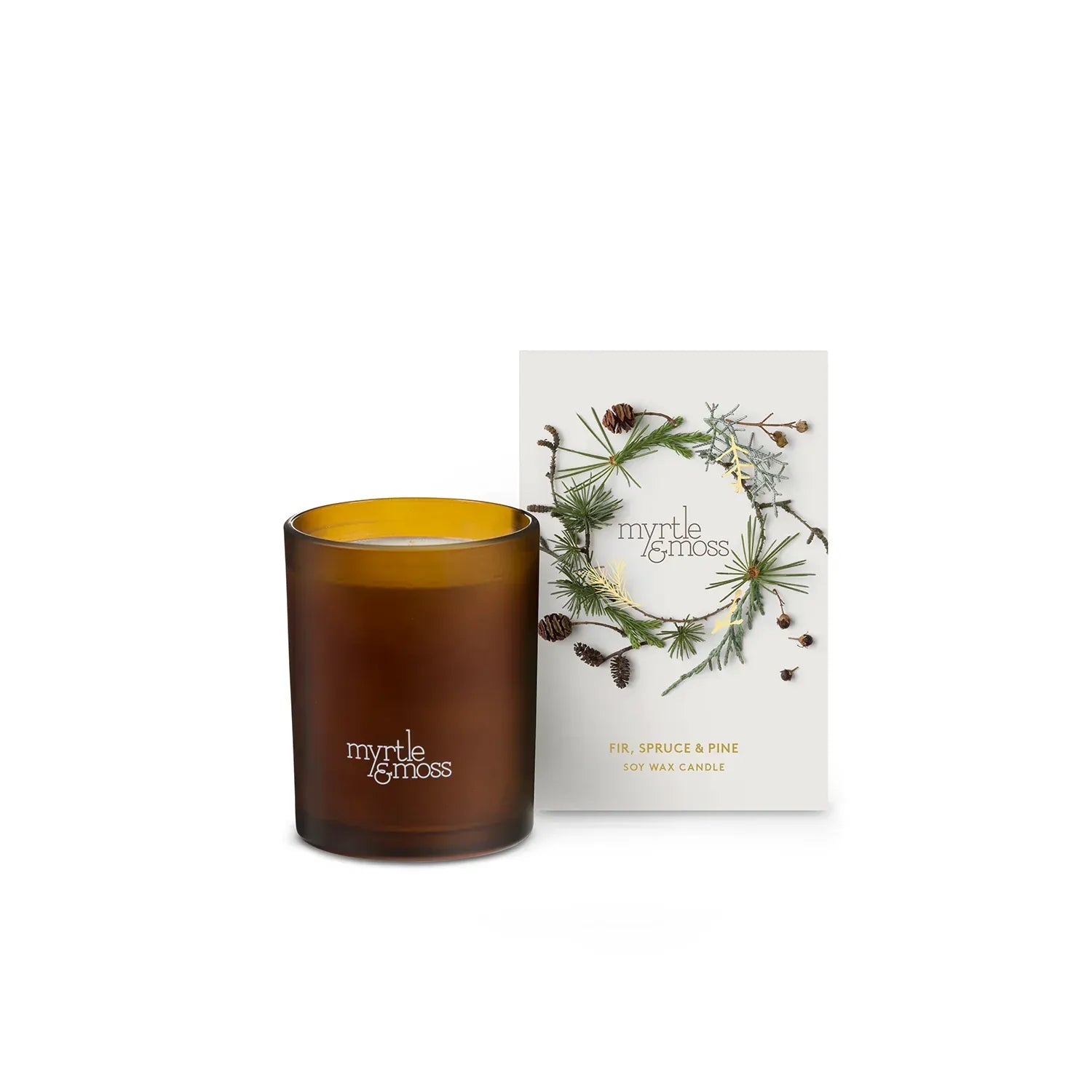 Myrtle & Moss festive Candle - 50hrs Fir, pine & spruce Myrtle & Moss