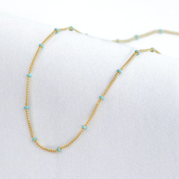 Mini bead necklace Gold  blue LittleLintons