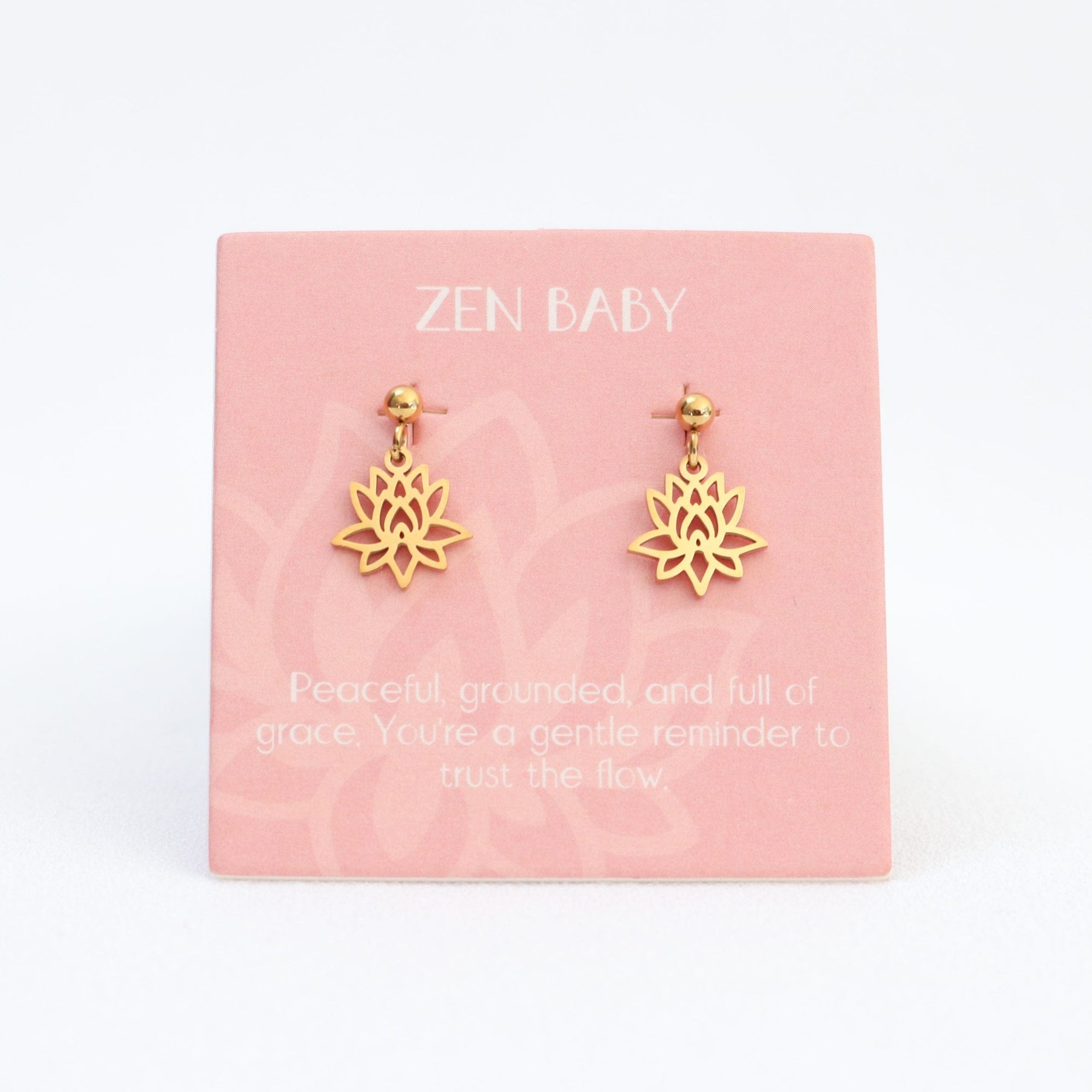 Lucky charm studs Gold lotus LittleLintons