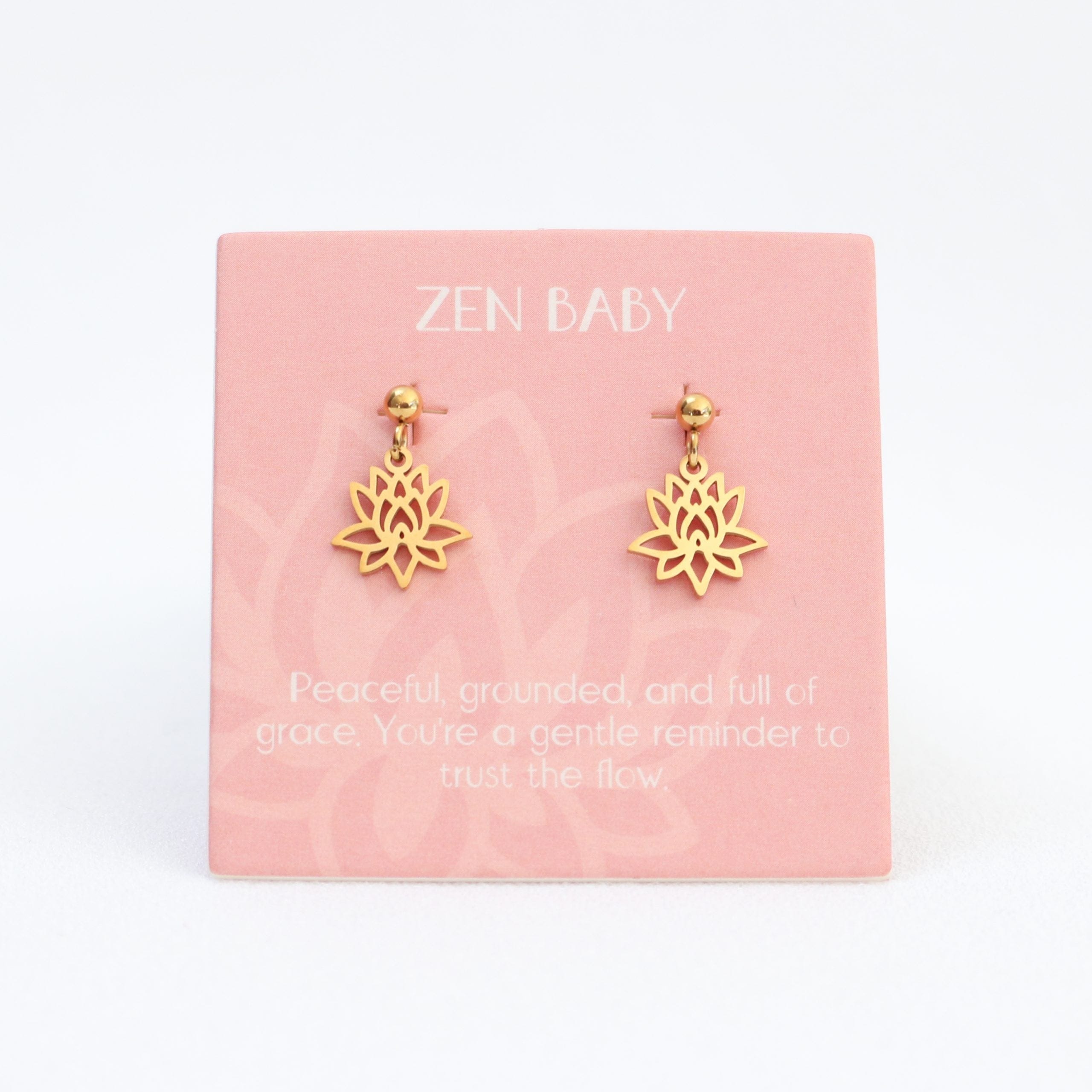 Lucky charm studs Gold lotus LittleLintons
