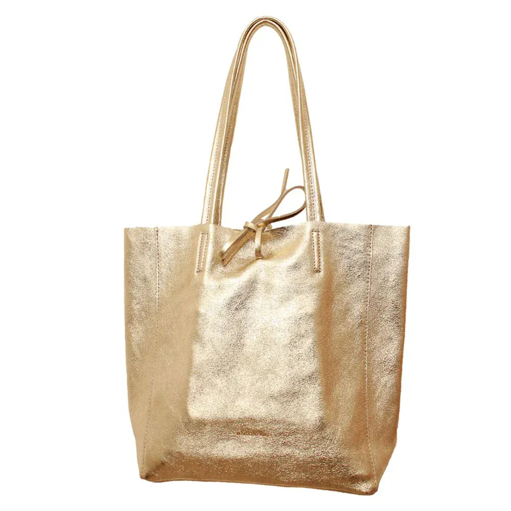 Maison metallic leather tote Gold med LittleLintons
