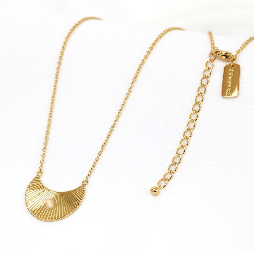 Moon beam necklace Gold rose quartz LittleLintons