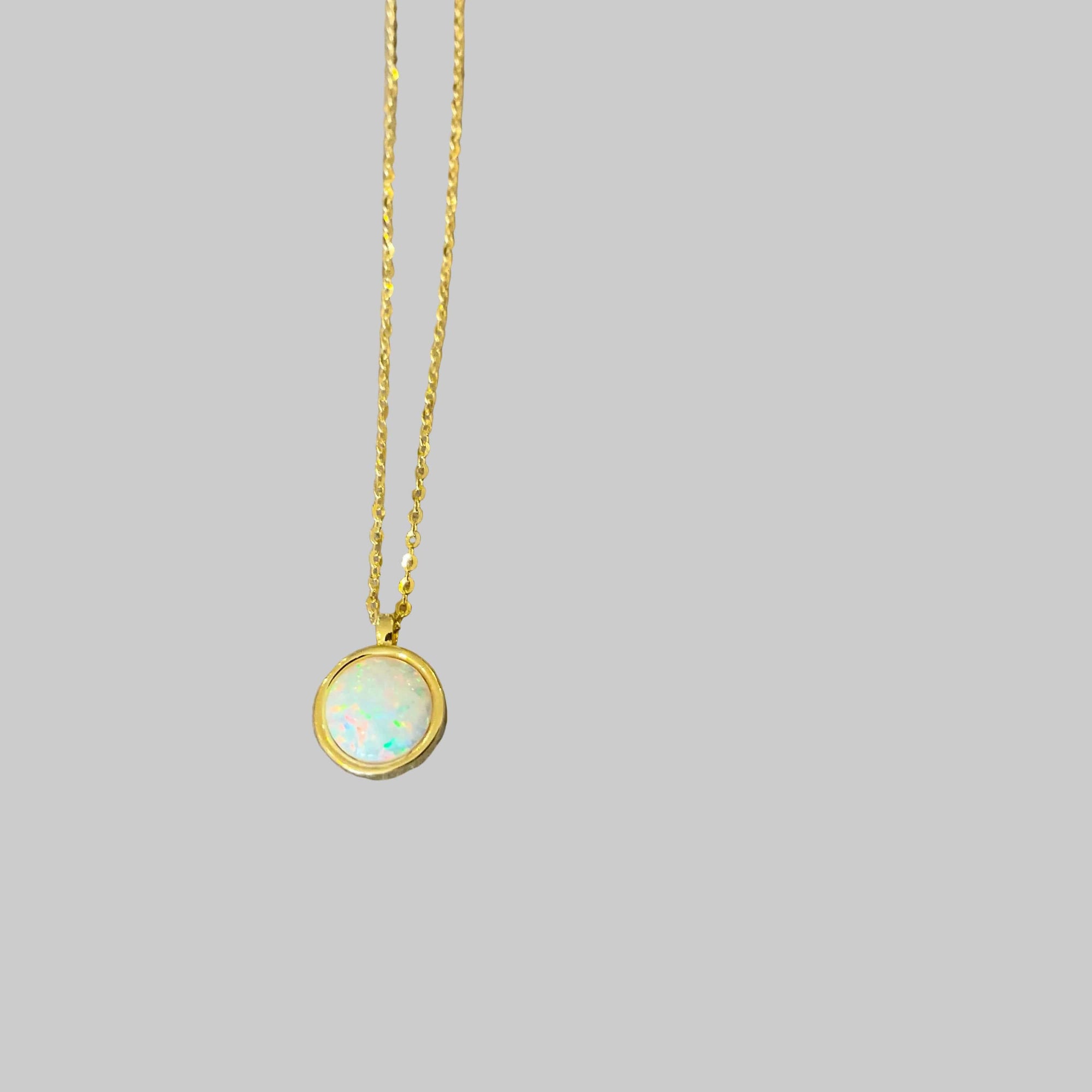 Opalite necklaces Gold white circle LittleLintons