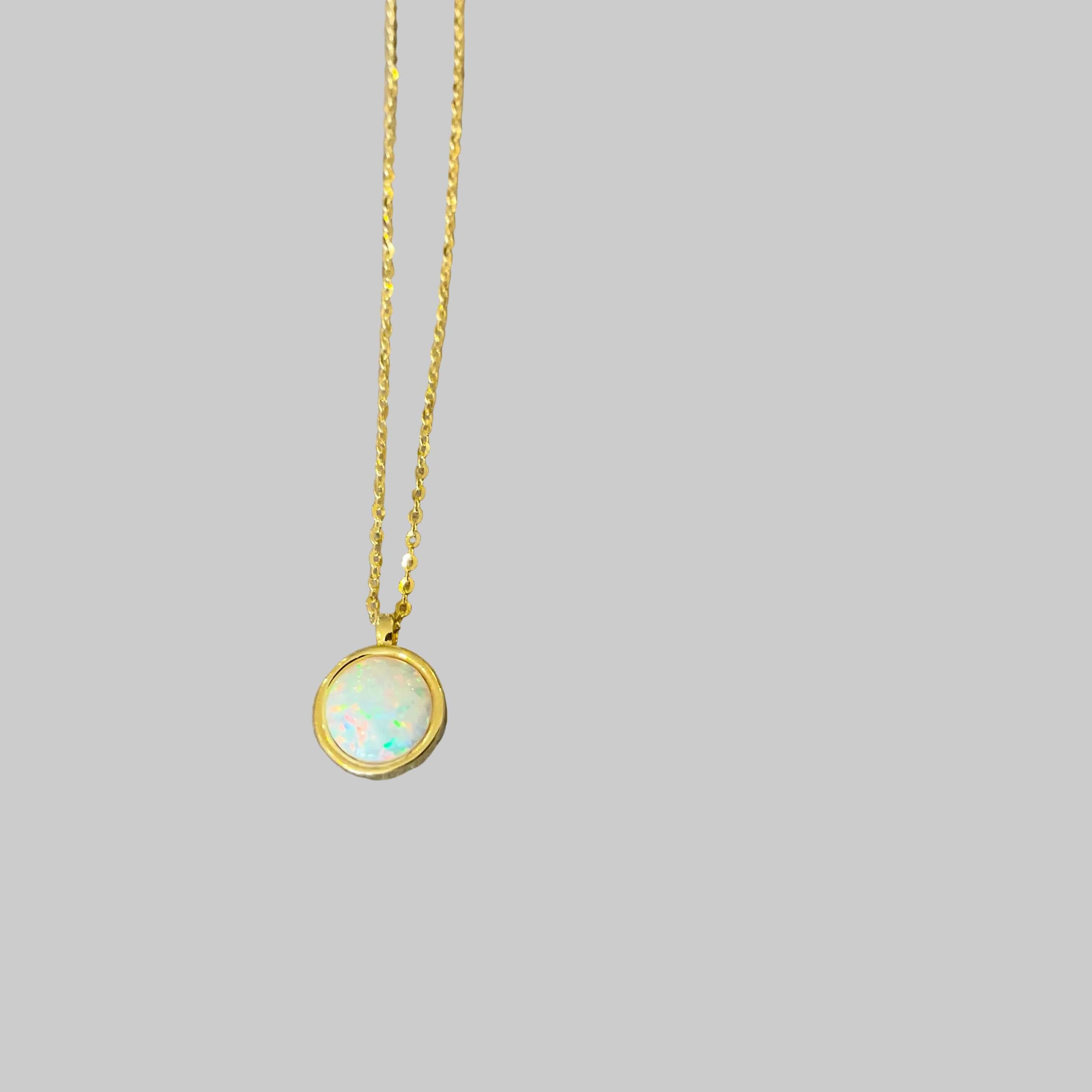 Opalite necklaces Gold white circle LittleLintons