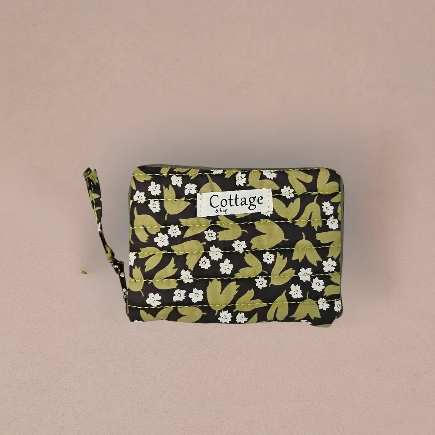Cotton jewellery purse Green floral LittleLintons