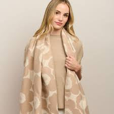 Tiger tree Tall poppy scarf Latte LittleLintons