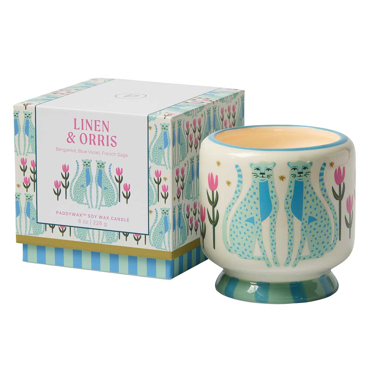 Paddywax Candle new Linen & orris- bergamot, blue violet and French sage LittleLintons