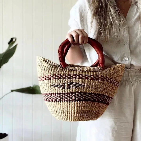African mini u shape woven basket LittleLintons