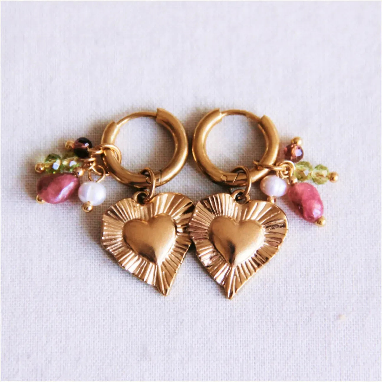 Bead heart hoops LittleLintons
