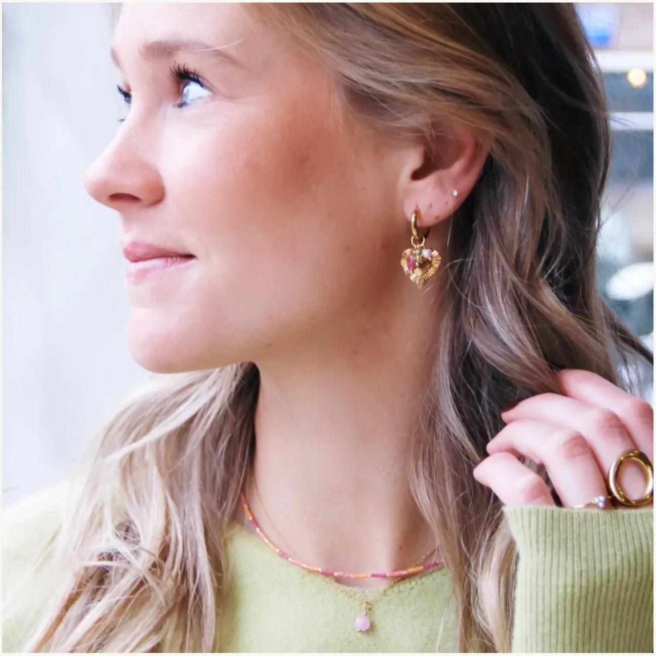 Bead heart hoops LittleLintons
