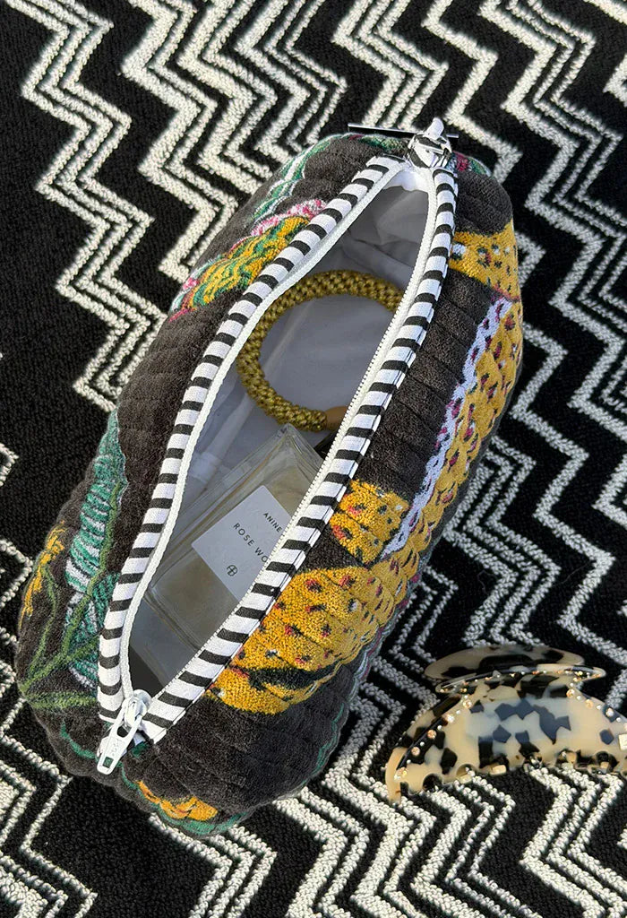 Black zebra velvet pouch LittleLintons