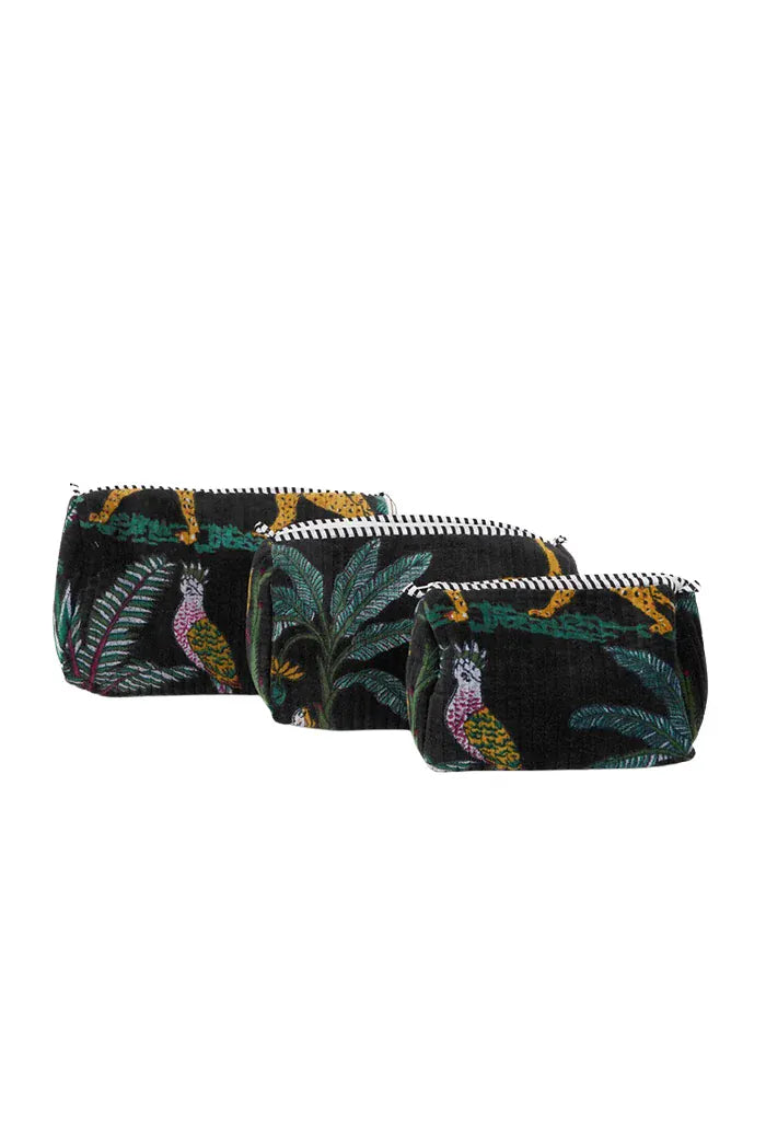Black zebra velvet pouch LittleLintons