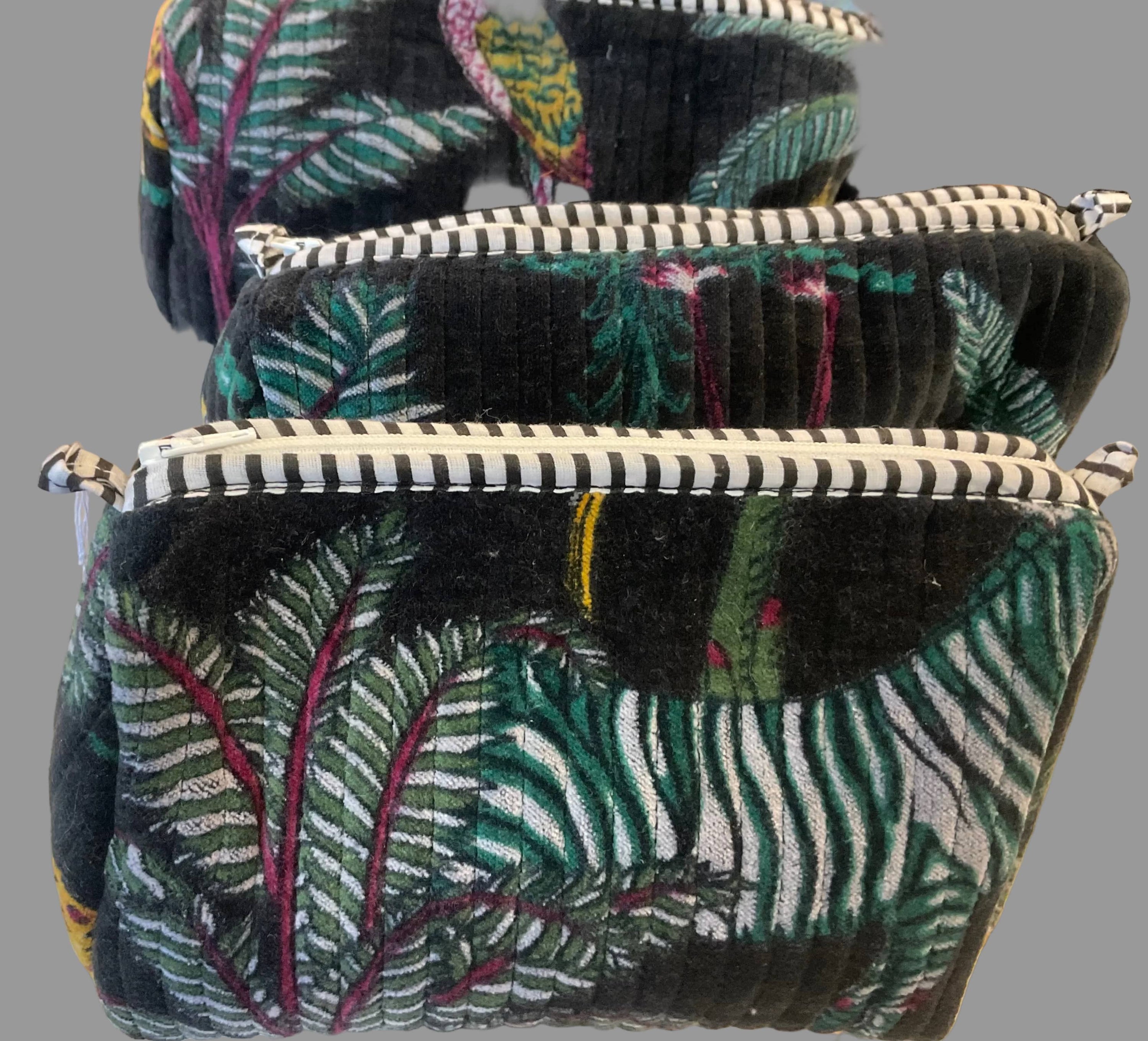 Black zebra velvet pouch LittleLintons