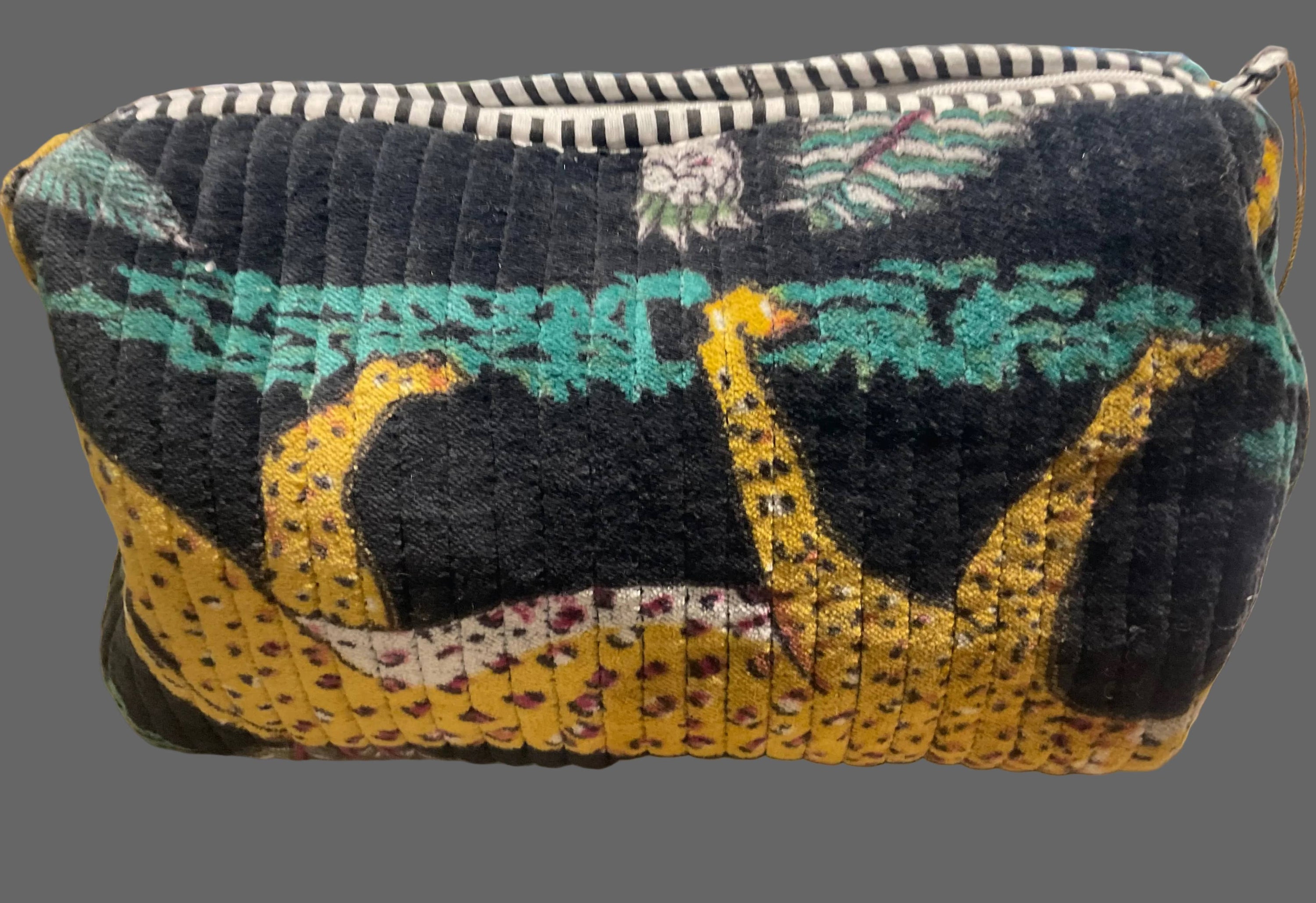 Black zebra velvet pouch LittleLintons