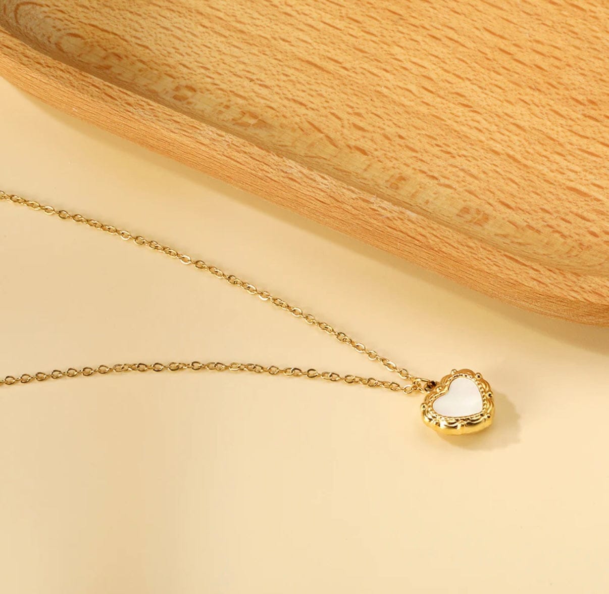 Heart with white shell pendant necklace LittleLintons