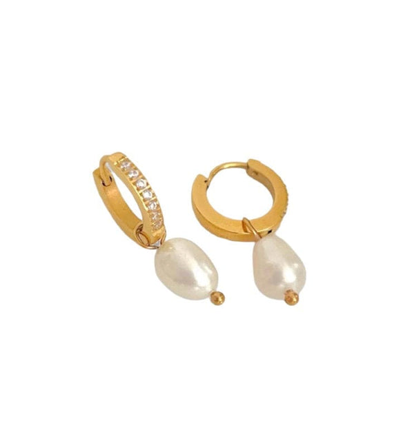 Ilia Gold pearl hoops LittleLintons