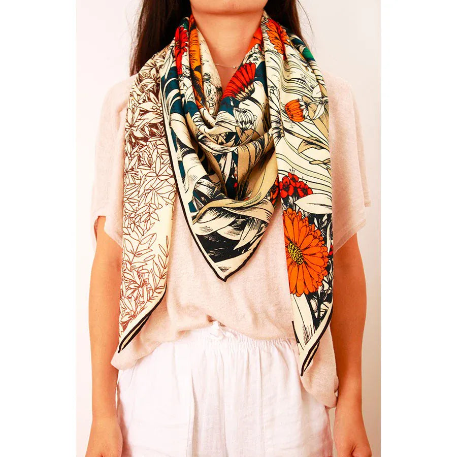 Maison fanli Pivoines wool scarf LittleLintons