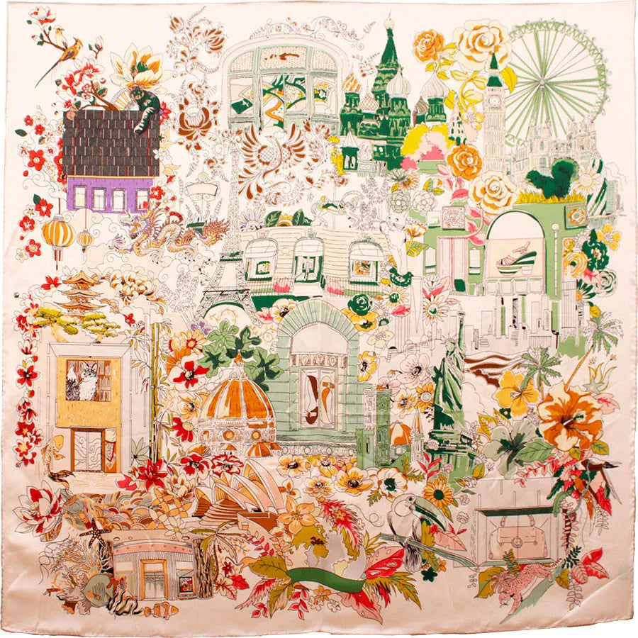 Maison fanli Romantic Paris silk scarf LittleLintons