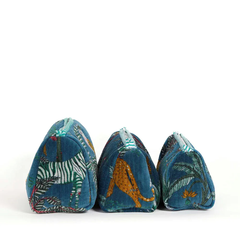 Teal panther velvet pouch LittleLintons