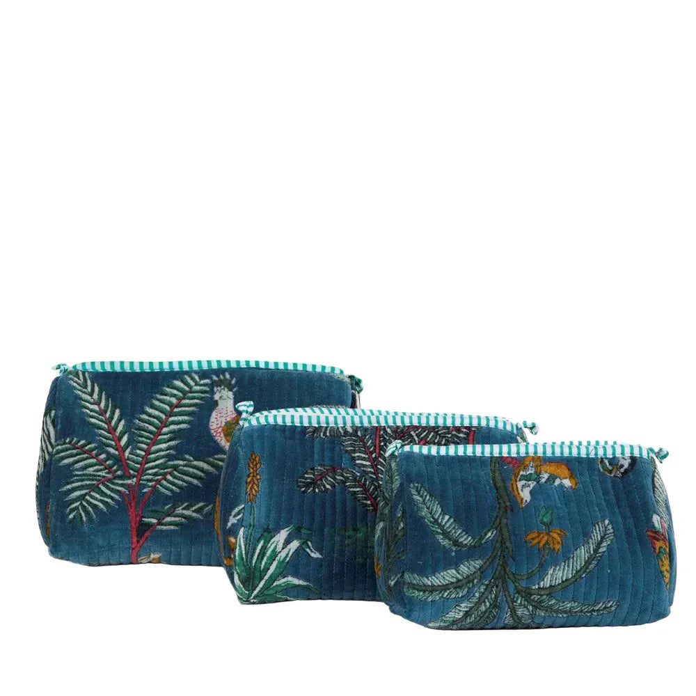 Teal panther velvet pouch LittleLintons