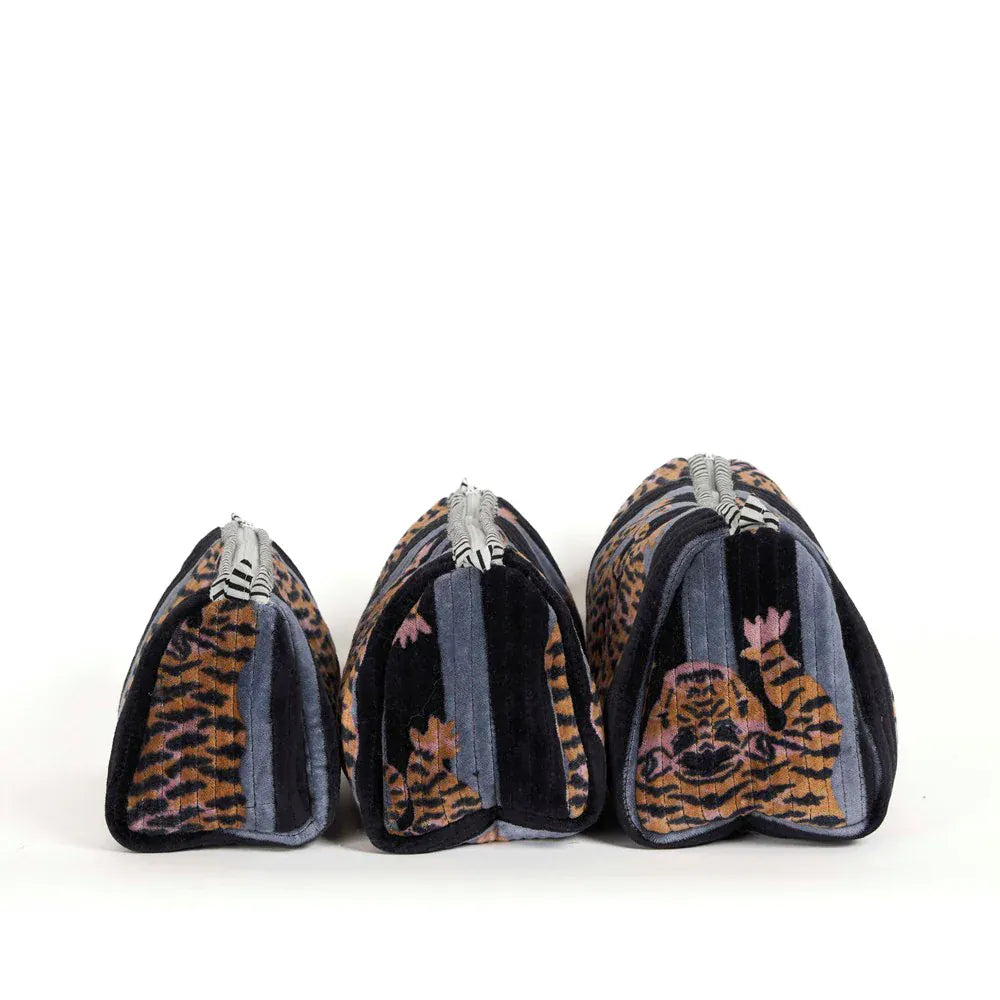 Tiger black velvet pouch LittleLintons