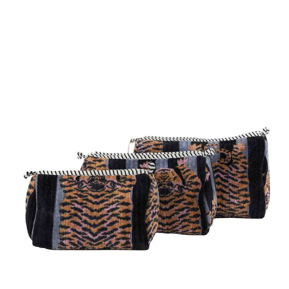 Tiger black velvet pouch LittleLintons