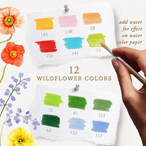 Wildflower dual tip markers & sticker set LittleLintons