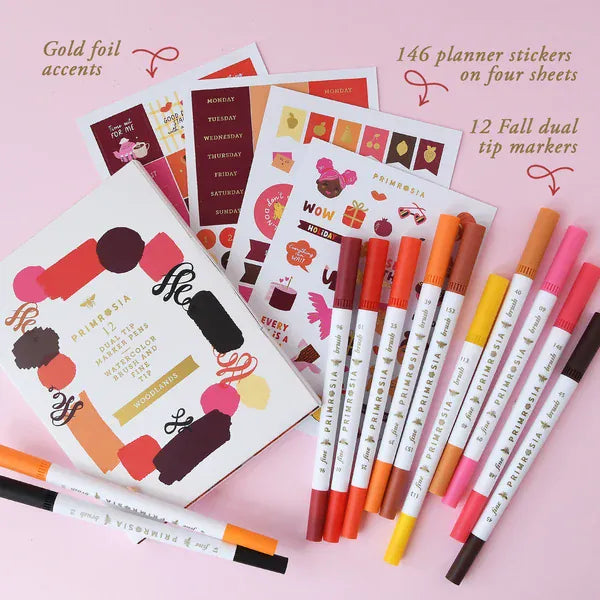 Woodlands dual tip markers & sticker set LittleLintons