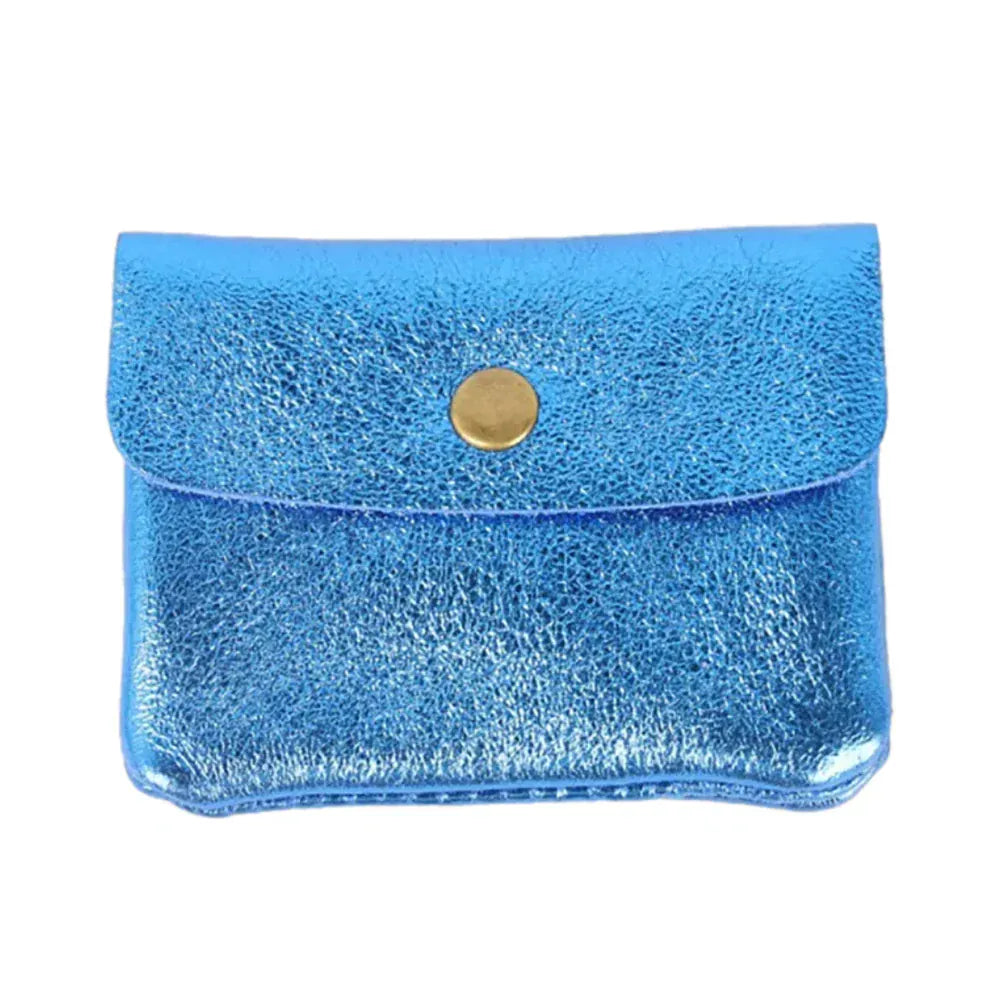 Maison leather purse Metallic blue LittleLintons
