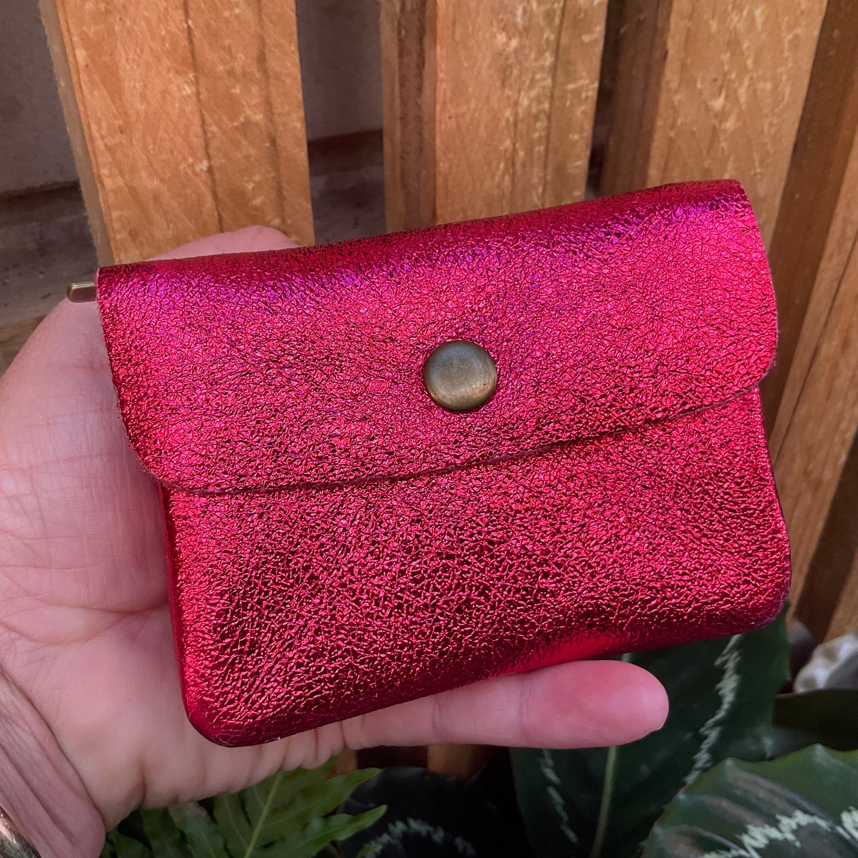 Maison leather purse Metallic rasberry LittleLintons