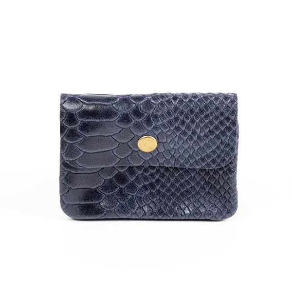 Maison python leather purse Navy LittleLintons