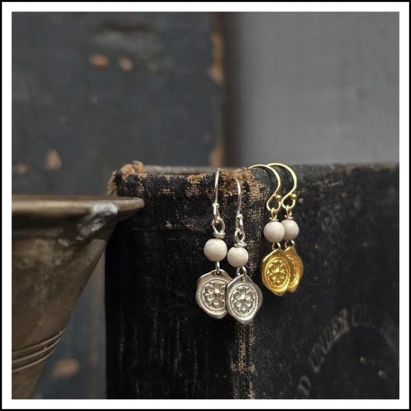 Paird  etched flora earrings Paird