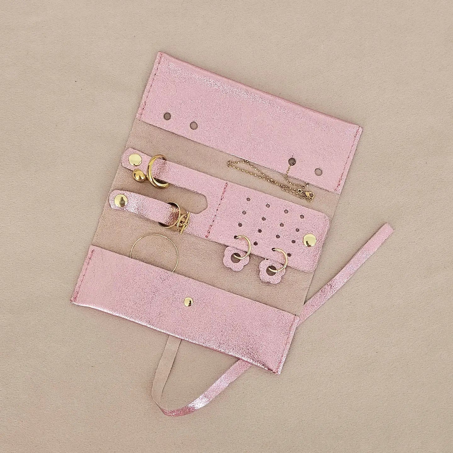 Leather jewellery wrap Pink LittleLintons