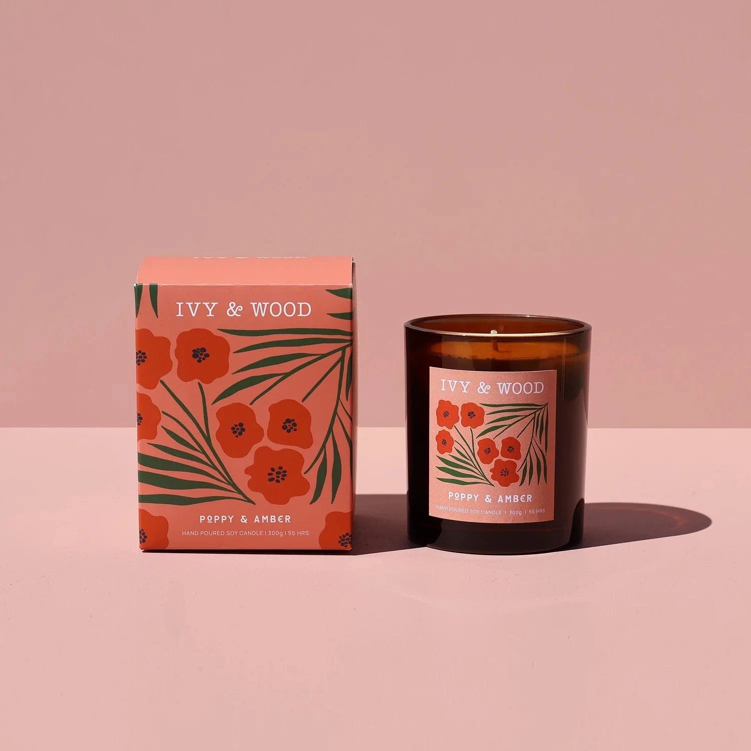 Ivy & Wood Flora Soy Candles Poppy & amber Ivy & Wood