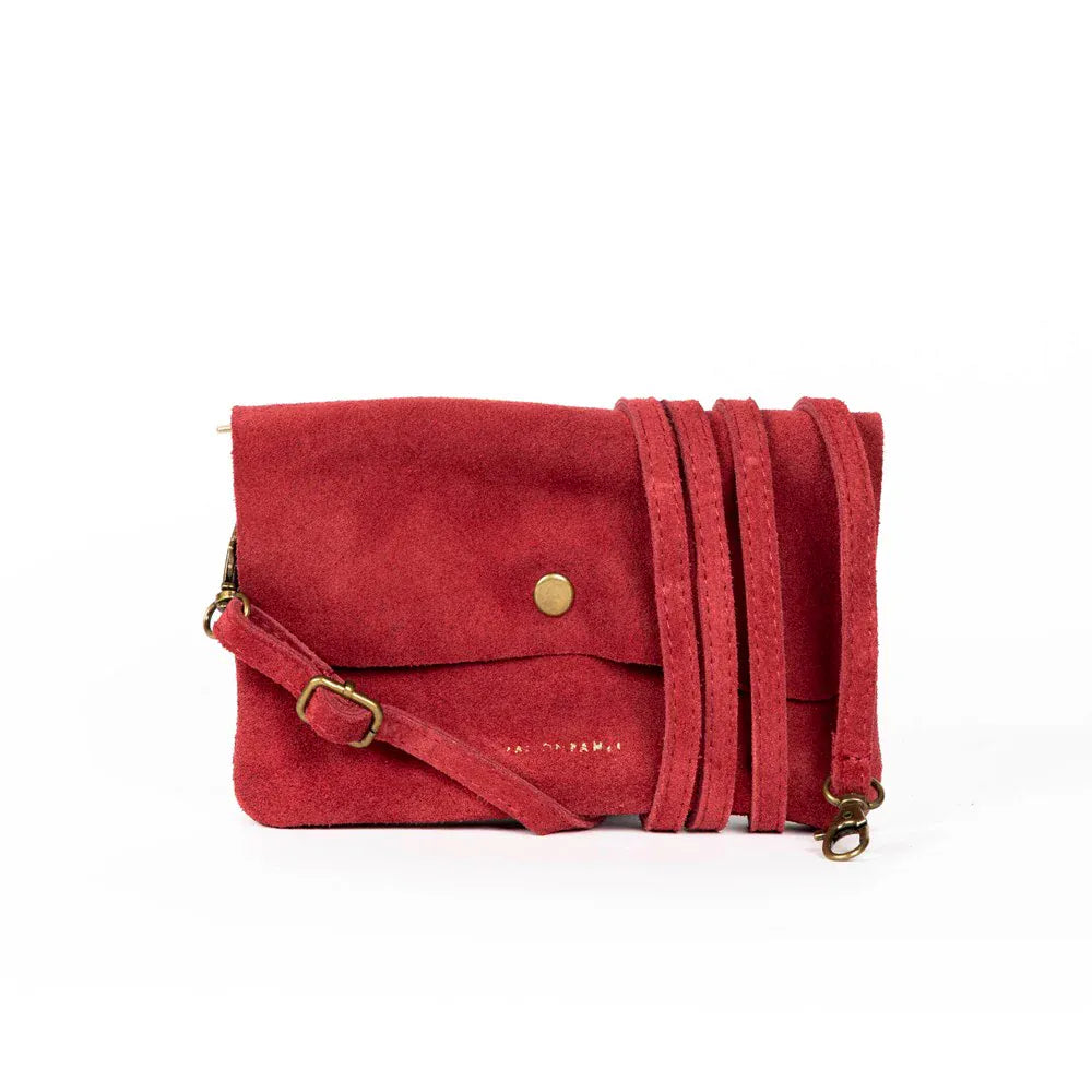 Maison Suede Cross body bag Red LittleLintons