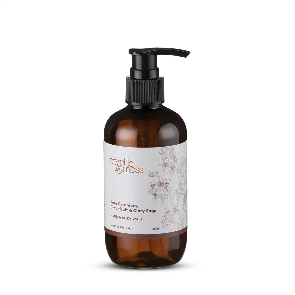 Myrtle & Moss Hand and Body wash 250ml Rose geranium, grapefruit, clary sage Myrtle & Moss