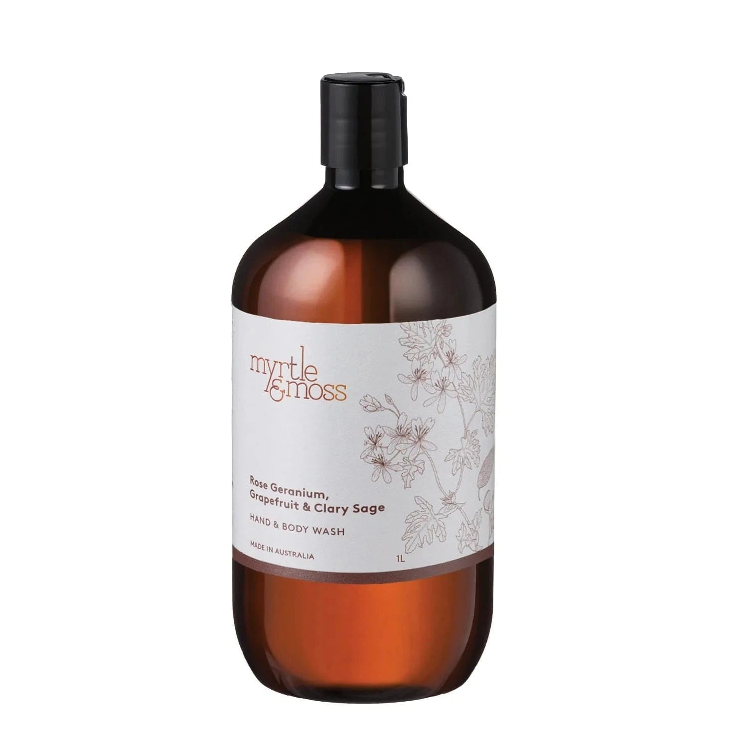 Myrtle & Moss Hand and Body wash refill 1L Rose geranium Myrtle & Moss