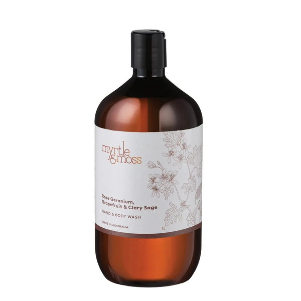 Myrtle & Moss Hand and Body wash refill 1L Rose geranium Myrtle & Moss