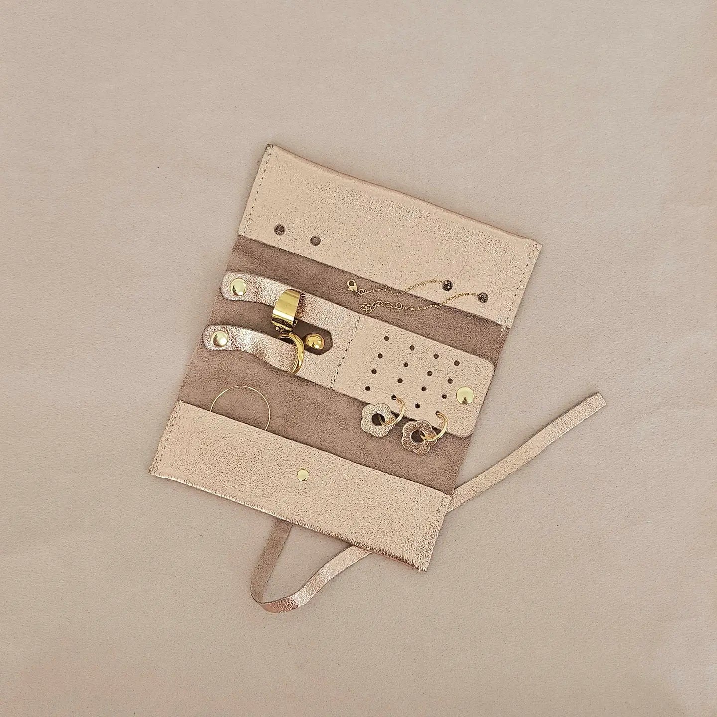 Leather jewellery wrap Rose gold LittleLintons