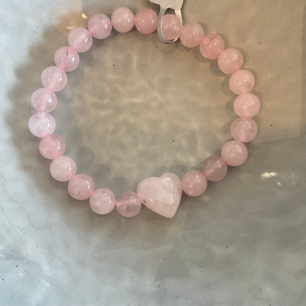 Gemstone bracelets Rose Quartz heart LittleLintons